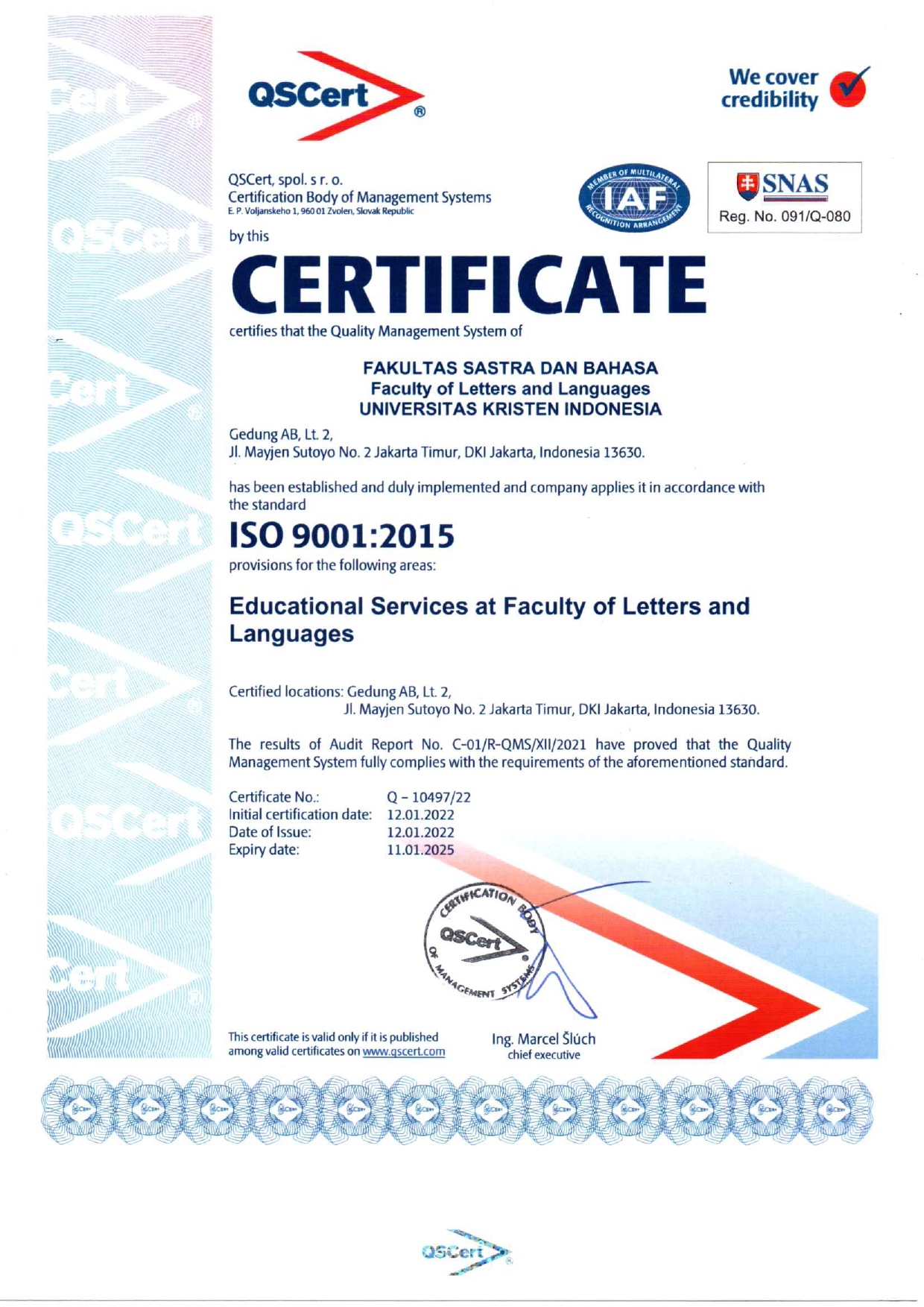LAB BAHASA AKREDITASI INTERNASIONAL ISO  9001:2015